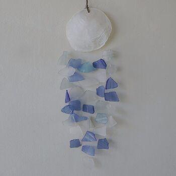 Shell And Glass Wind Chime Blue And White, 4 of 4