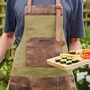 Personalised Green Canvas And Leather Apron, thumbnail 1 of 7