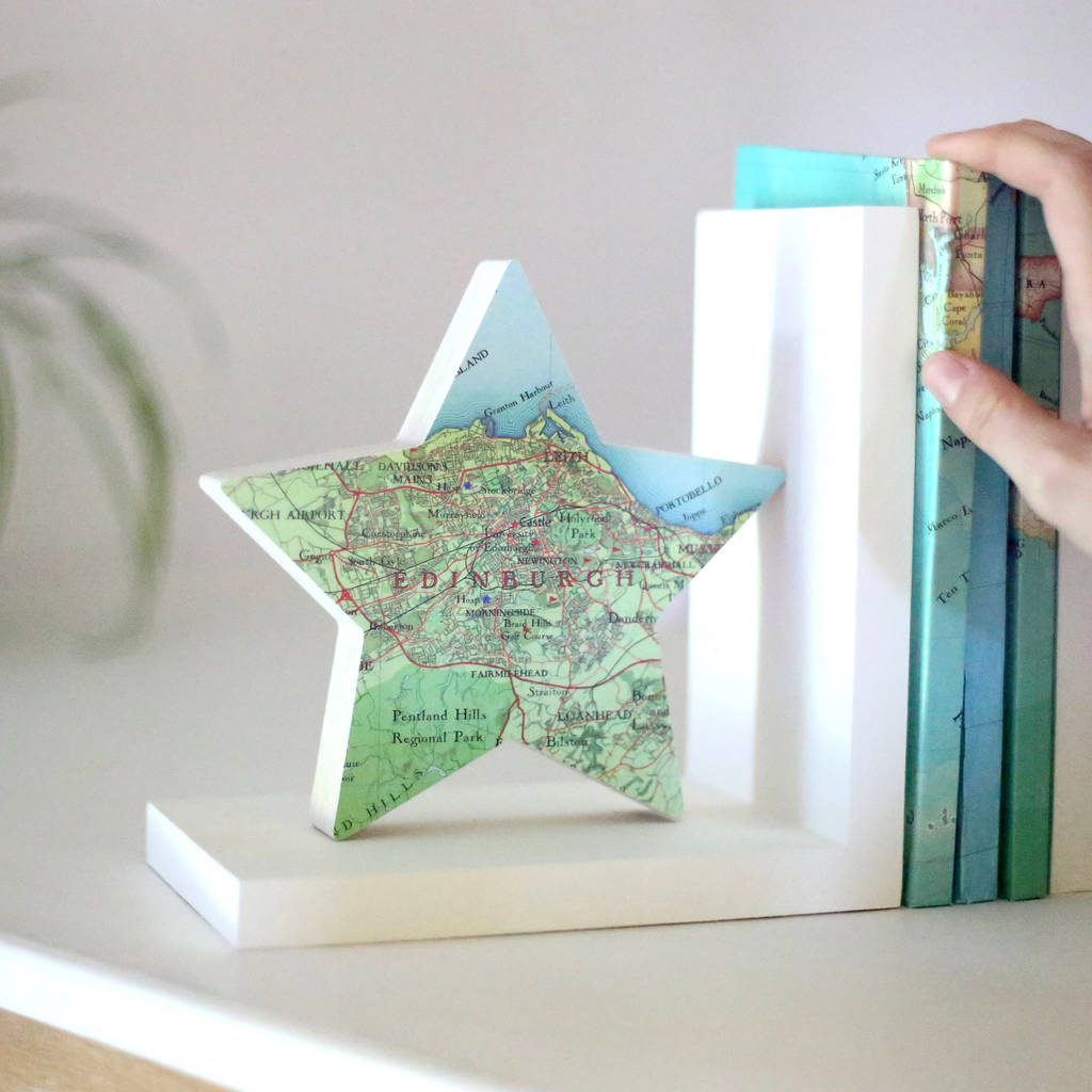 Personalised Map Location Star Bookend, 1 of 2