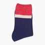 Glitter Mid Calf Ribbed Cotton Boot Socks Contrast Cuff Navy Red, thumbnail 3 of 3