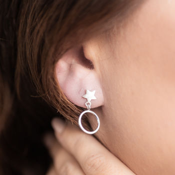 Sterling Silver Star And Full Moon Earrings, 2 of 6