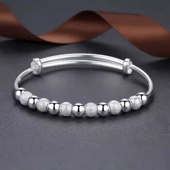 Silver Plated Beaded Adjustable Bracelet, 3 of 6