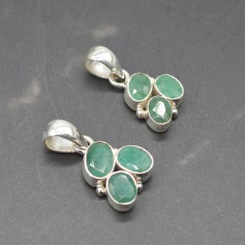 Emerald Pendant: Sterling Silver, May Birthstone, 4 of 8