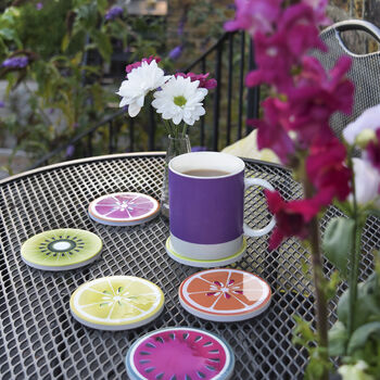 Ceramic Citrus Fruit Slice Drinks Coasters, 3 of 5