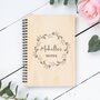 Personalised A5 Wooden Floral Wreath Name Notebook, thumbnail 1 of 2