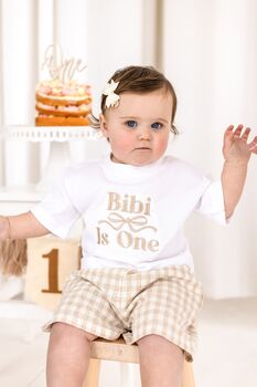 Embroidered Personaised Bow Birthday T Shirt Available In Ages One To Seven, 4 of 8