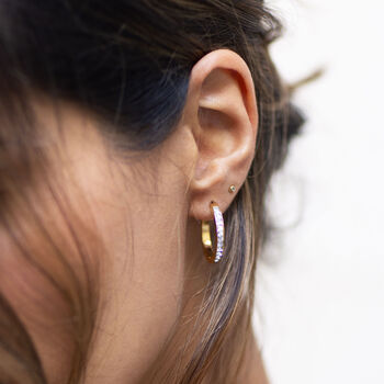 Lucia Rhinestone Hoop Earrings Gold, 2 of 3
