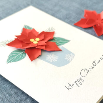 Personalised Happy Christmas 3D Poinsettia Card, 6 of 8