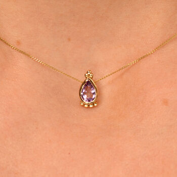 Amethyst 9ct Yellow Gold Melissa Dainty Necklace, 5 of 6