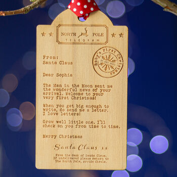Bespoke Baby's First Christmas Wooden Tag Decoration, 6 of 7