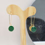 Dainty Emerald Green And Gold Plated Droplet Earrings, thumbnail 1 of 6