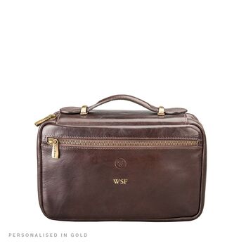 Elegant Leather Double Zip Wash Bag. 'The Cascina', 11 of 12