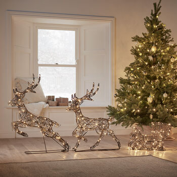Rattan Light Up Reindeer And Sleigh Outdoor Decoration, 3 of 4