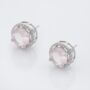 925 Sterling Silver Round Rose Quartz Stud Earrings, thumbnail 2 of 3