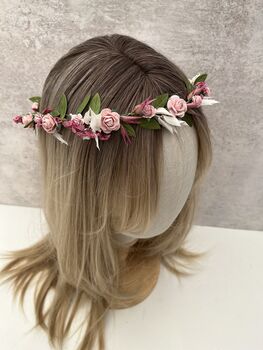 Pink Dried Flower Girl Crown, 7 of 8