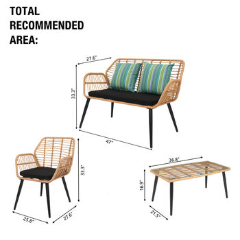 Outdoor Wicker Rattan Chair Patio Furniture Set, 5 of 12