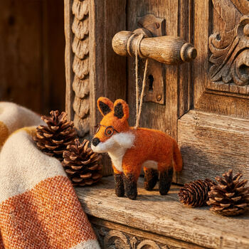 Handmade Felt Lennox The Fox Hanging Decoration, 3 of 5
