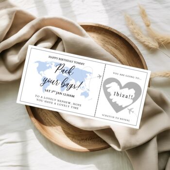 Holiday Scratch To Reveal Card, Surprise Birthday Voucher, Pack Your Bags Ticket, 3 of 6