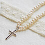 Pearl Necklace With Sterling Silver Cross, thumbnail 1 of 5