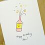 Personalised 'Smiley Champagne' Handmade Card, thumbnail 2 of 3