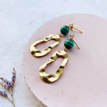 Malachite And Molten Hoop Earrings, 3 of 5