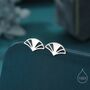 Art Deco Fan Stud Earrings In Sterling Silver, thumbnail 1 of 12