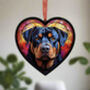 Rottweiler Stained Glass Effect Heart Suncatcher, thumbnail 3 of 4