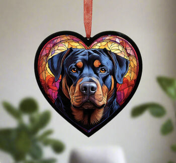 Rottweiler Stained Glass Effect Heart Suncatcher, 3 of 4