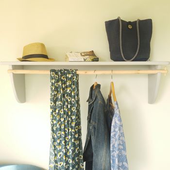 Vintage Styled Wooden Clothes Rail With Top Shelf, 6 of 8