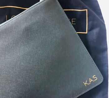 Personalised Leather Pouch Clutch Bag, 11 of 12