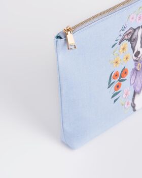 Catherine Rowe Pet Portraits Whippet Blue Cotton Pouch, 4 of 5