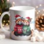 Personalised Red Panda Love Couple In Christmas Jumpers Mug, thumbnail 1 of 2