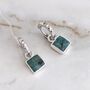 The Square Emerald Silver Gemstone Earrings, thumbnail 3 of 5