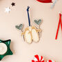 Penguins With Silver Balloons Personalised Christmas Tree Decoration, thumbnail 3 of 7