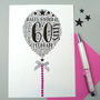 60th Happy Birthday Balloon Sparkle Card, thumbnail 1 of 12