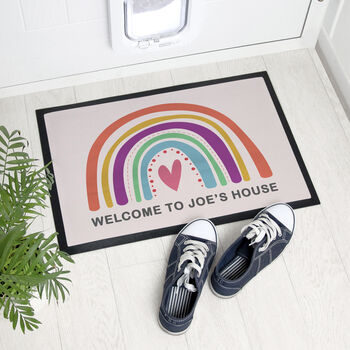 Personalised Bright Rainbow Indoor Doormat, 4 of 5
