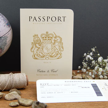 Passport To Love Travel Card Style Wedding Invitation, 2 of 5