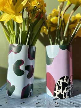 Cow Print Hand Painted Cylinder Vase, 2 of 7