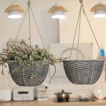 Pack Of Two Hanging Flower Plant Pot Weave Pattern, 7 of 8
