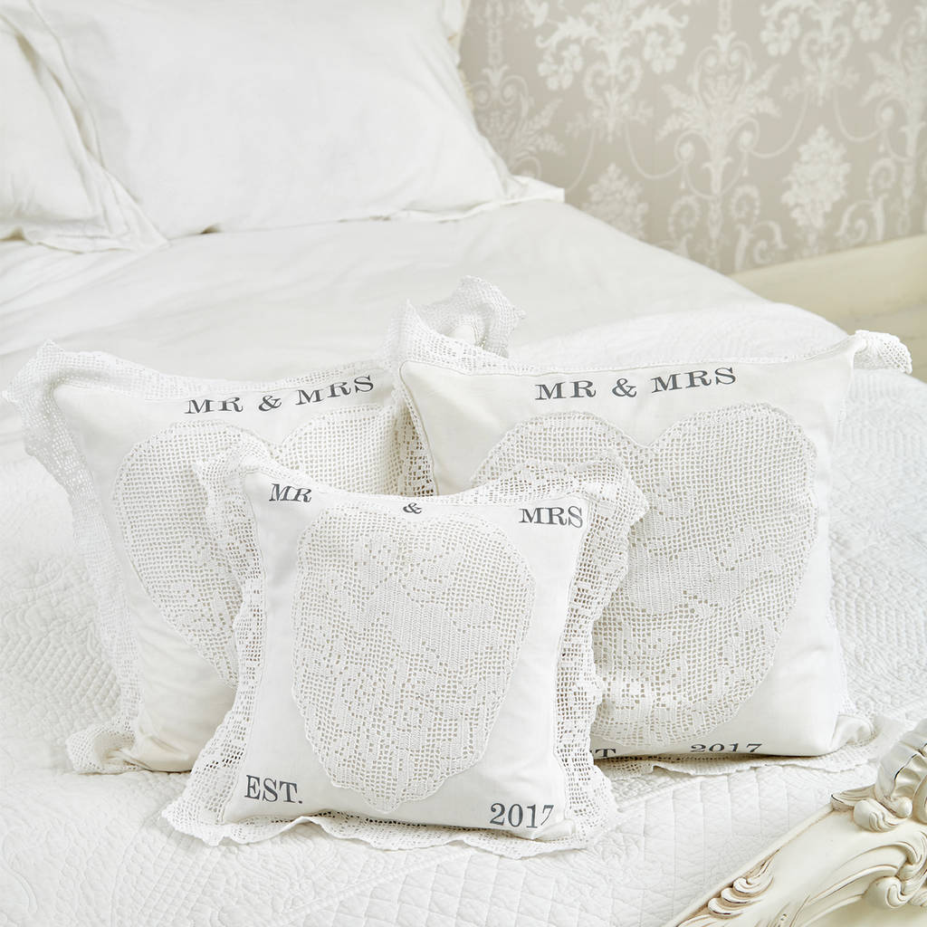 personalised wedding cushion by mini lunn