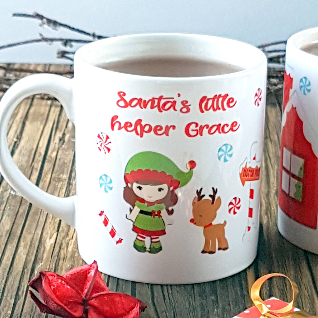 Personalised Childrens Christmas Elf Mug And Coaster