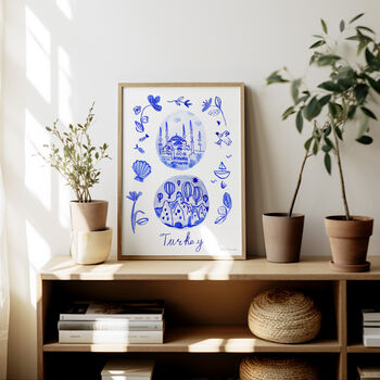 Scenes Of Turkey Blue Tile Inspired Travel Print, 4 of 12