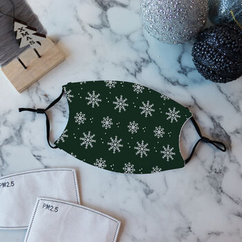 Christmas Green Pattern Facemask, 3 of 3