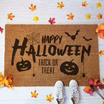 Happy Halloween Trick Or Treat Pumpkin Doormat, 2 of 2