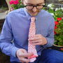 Mens Peach And Pink Ditzy Floral Slim Tie, thumbnail 6 of 8