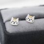Orange Tabby Cat Stud Earrings In Sterling Silver, thumbnail 5 of 11
