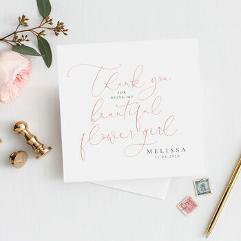 Personalised Thank You Bridesmaid Card | Mock Rose Gold, 3 of 5