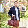 Personalised Brown Leather Holdall With Zipped Pockets, thumbnail 3 of 11