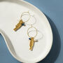 Golden Fish And Pearl Charm Hoop Earrings, thumbnail 3 of 7
