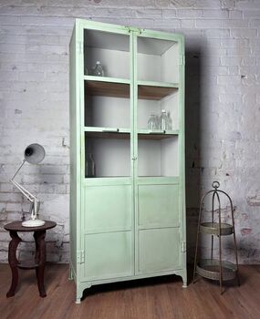 Iron Display Cabinet In Pistachio Green, 9 of 10